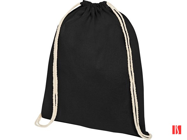 Рюкзак со шнурком Oregon хлопка плотностью 140 г/м2, черный
