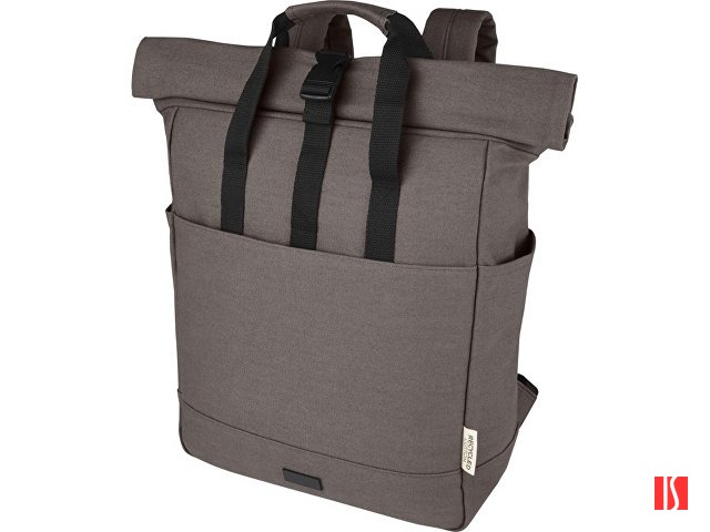 Рюкзак для 15-дюймового ноутбука Joey объемом 15 л из брезента, переработанного по стандарту GRS, со сворачивающимся верхом, серый