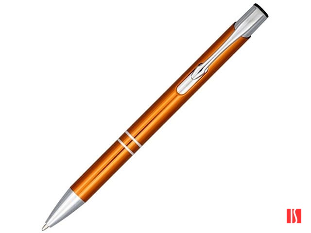 Кнопочная шариковая ручка Moneta из анодированного алюминия, синие чернила, оранжевый