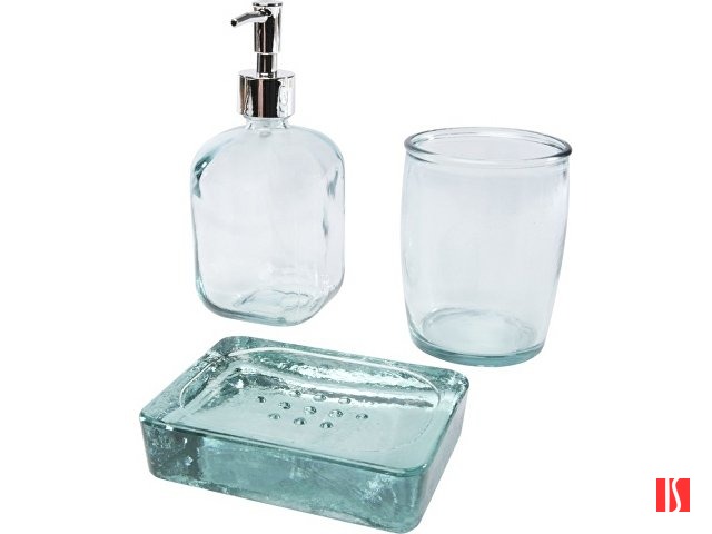 Jabony Набор для ванной, состоящий из 3 предметов из переработанного стекла, прозрачный