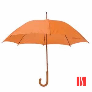 Зонт-трость механический, деревянная ручка, нейлон, D=105, оранжевый