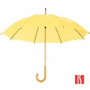 Зонт-трость механический, деревянная ручка, нейлон, D=105, жёлтый
