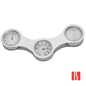 Часы c термометром и гигрометром  "Цепь"; 9х8,6х4,5 см; металл; лазерная гравировка