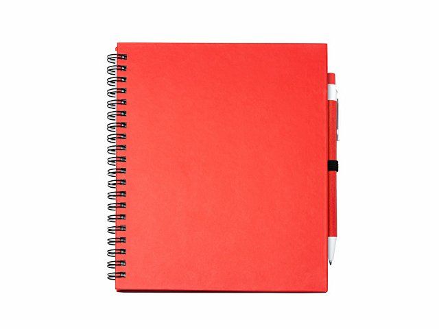 Блокнот LEYNAX с ручкой из переработанного картона, красный