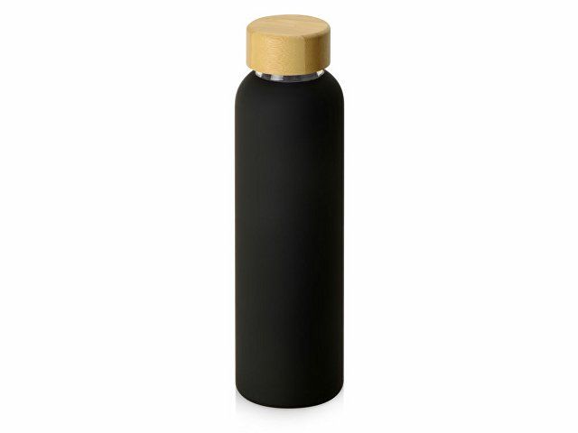 Стеклянная бутылка с бамбуковой крышкой «Foggy», 600мл, черный