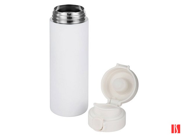 Вакуумная термокружка Waterline c кнопкой «Guard», 400 мл, тубус, белый, изображение 2