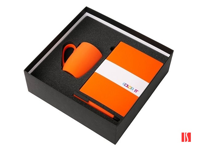 Подарочный набор c блокнотом C1, ручкой и кружкой, оранжевый, изображение 2