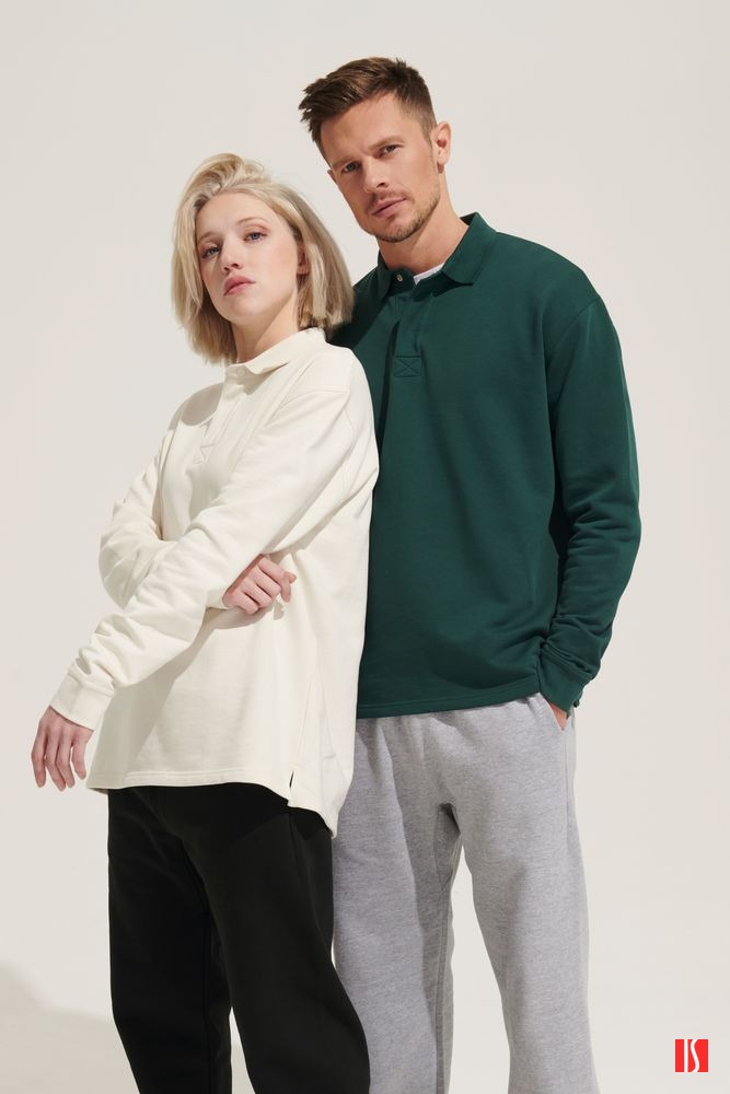 Рубашка поло оверсайз с длинным рукавом Heritage, серый меланж, изображение 6