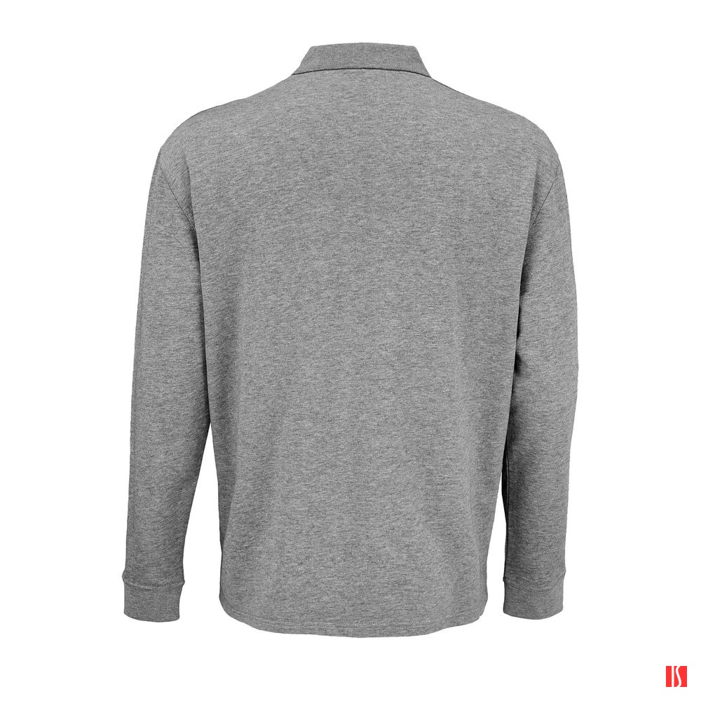 Рубашка поло оверсайз с длинным рукавом Heritage, серый меланж, изображение 3