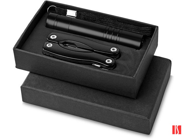 Подарочный набор Scout с многофункциональным ножом и фонариком, черный