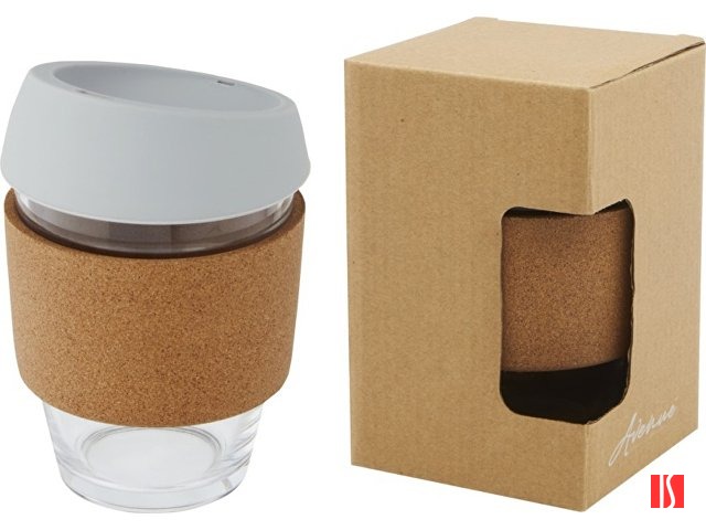 Lidan Кружка из объемом 360 мл с пробковым держателем и силиконовой крышкой, серый