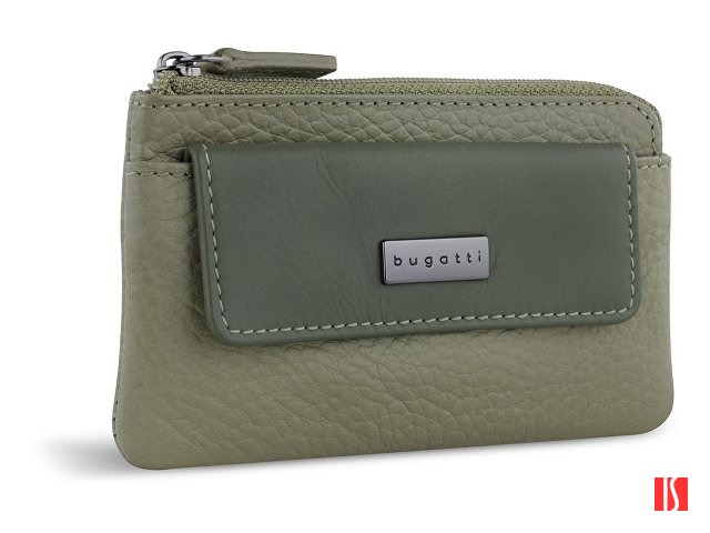 Ключница BUGATTI Sina, зеленая, воловья кожа/полиэстер, 13х1,5х7 см