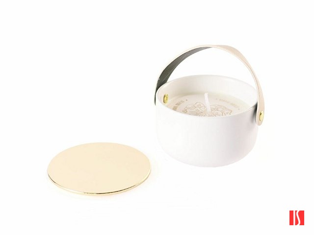 Свеча Valerie Concept с крышкой CNDL 5 GRN, белый/бежевый/зеленый