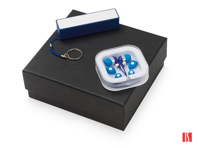 Подарочный набор Non-stop music с наушниками и зарядным устройством, синий