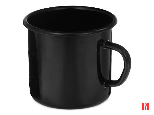 Кружка эмалированная с ободком, черная