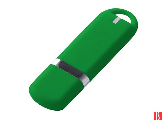 USB-флешка на 512 Mb с покрытием soft-touch, зеленый