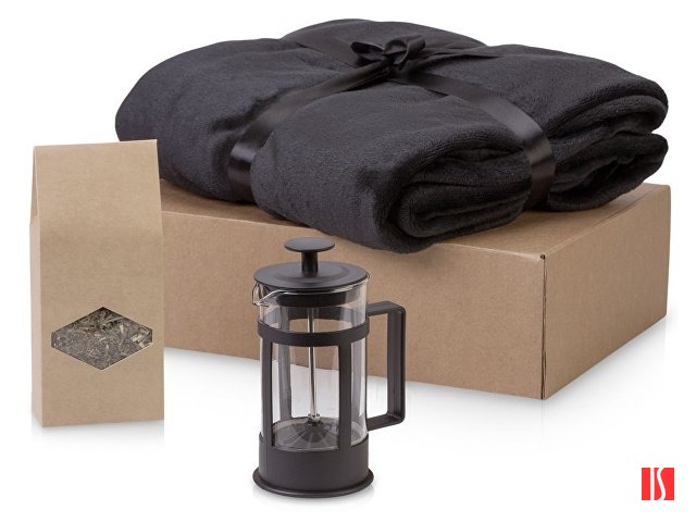 Купить Подарочный набор Tea time с пледом, черный Подарочный набор Tea time с пледом, черный