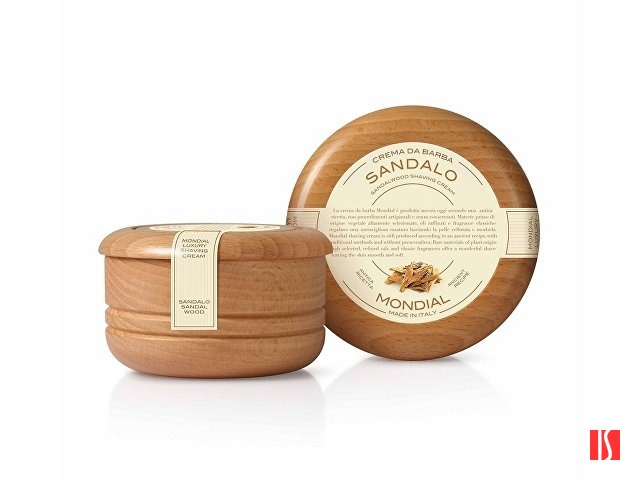 Крем для бритья Mondial "SANDALO" с ароматом сандалового дерева, деревянная чаша, 140 мл