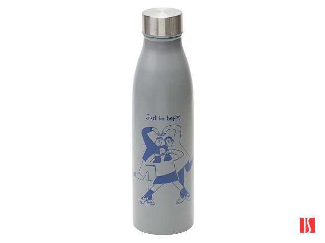 Стальная бутылка "Rely", 650 мл, серый (трафаретная печать круговая)