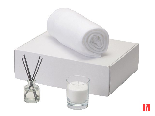 Подарочный набор White light 2.0 с пледом, диффузором, насыпной свечой