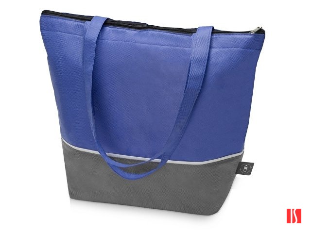 Сумка-холодильник Reviver с длинными ручками из нетканого переработанного материала RPET, синий/серы (Р)