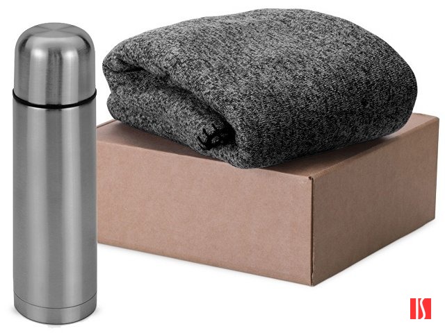 Подарочный набор Calmy с термосом и пледом, серый