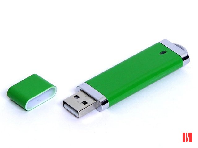 USB-флешка промо на 64 Гб прямоугольной классической формы, зеленый
