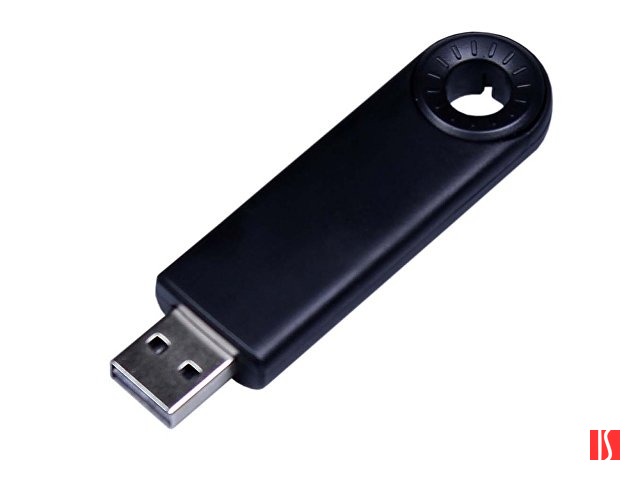 USB-флешка промо на 128 Гб прямоугольной формы, выдвижной механизм, черный