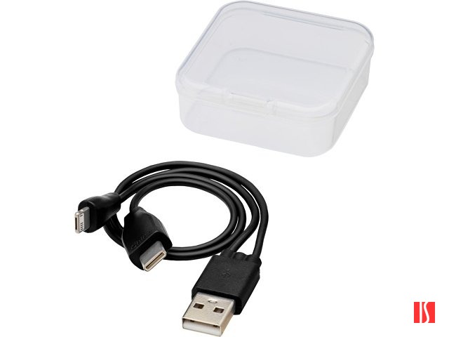 Купить Двусторонний кабель для зарядки Ario «3-в-1» в тканевой оплетке, черный Двусторонний кабель для зарядки Ario «3-в-1» в тканевой оплетке, черный