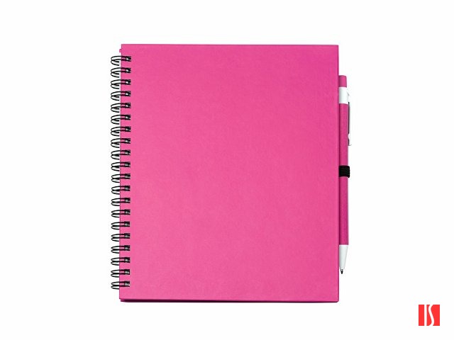 Блокнот LEYNAX с ручкой из переработанного картона, фуксия