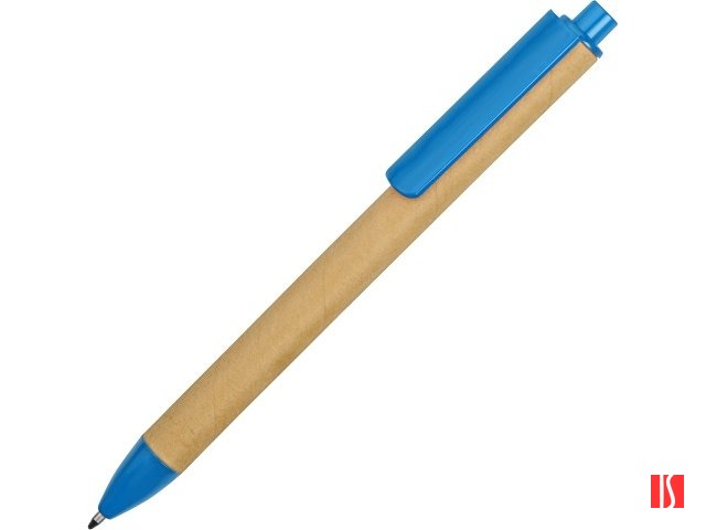 Ручка картонная пластиковая шариковая «Эко 2.0», бежевый/голубой