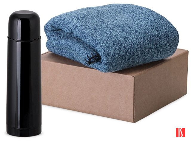 Купить Подарочный набор Calmy с термосом и пледом, синий Подарочный набор Calmy с термосом и пледом, синий