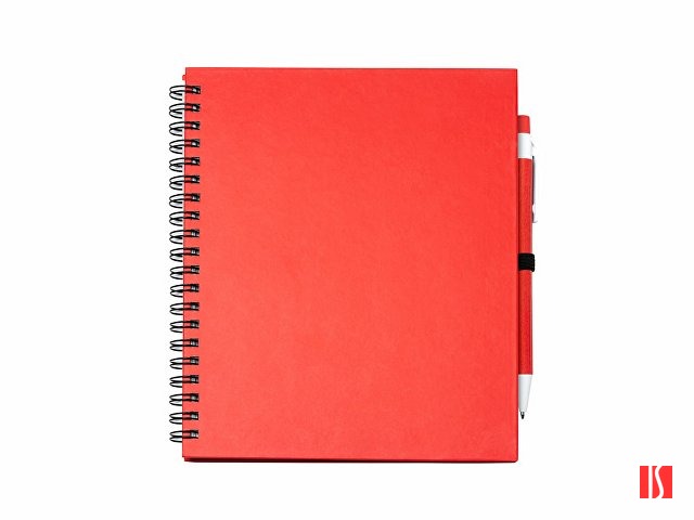 Блокнот LEYNAX с ручкой из переработанного картона, красный