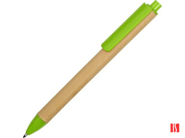 Ручка картонная пластиковая шариковая «Эко 2.0», бежевый/зеленое яблоко