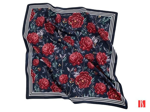 Платок «Русские сезоны» темно-синий. Varvara