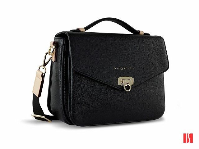 Сумка женская BUGATTI Ella, чёрная, полиуретан, 29х10х22 см