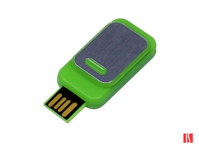 USB-флешка промо на 8 Гб прямоугольной формы, выдвижной механизм, зеленый