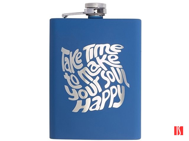 Фляжка 240 мл Remarque soft touch, 304 сталь, синий (гравировка)