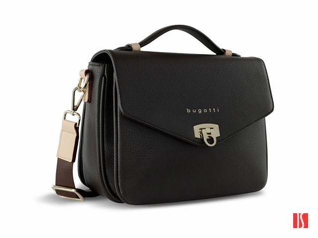 Сумка женская BUGATTI Ella, тёмно-коричневая, полиуретан, 29х10х22 см