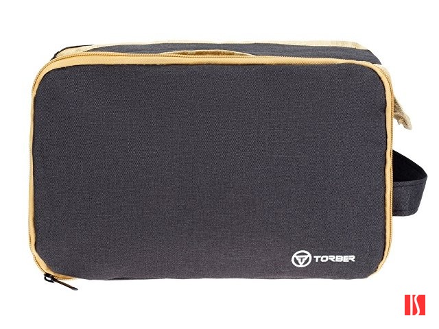 Несессер TORBER, дорожный, чёрный/бежевый, полиэстер 300D, 27 х 17 х 14 см