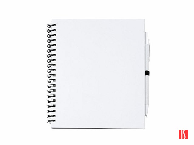 Блокнот LEYNAX с ручкой из переработанного картона, белый