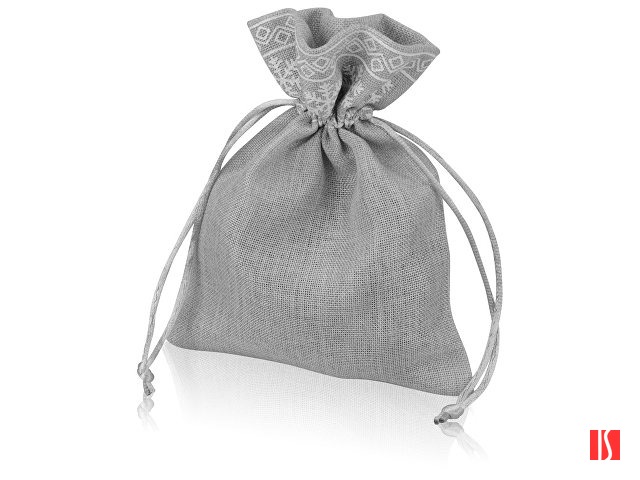 Мешочек подарочный новогодний, хлопок, средний, серый