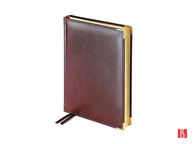 Ежедневник А5 полудатированный «Imperium», коричневый (уголки и срез золото)