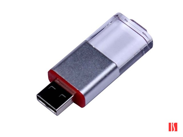 USB-флешка промо на 32 Гб прямоугольной формы, выдвижной механизм, красный