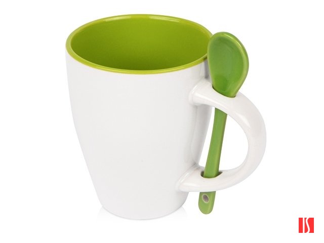 Кружка «Авеленго» с ложкой, зеленое яблоко