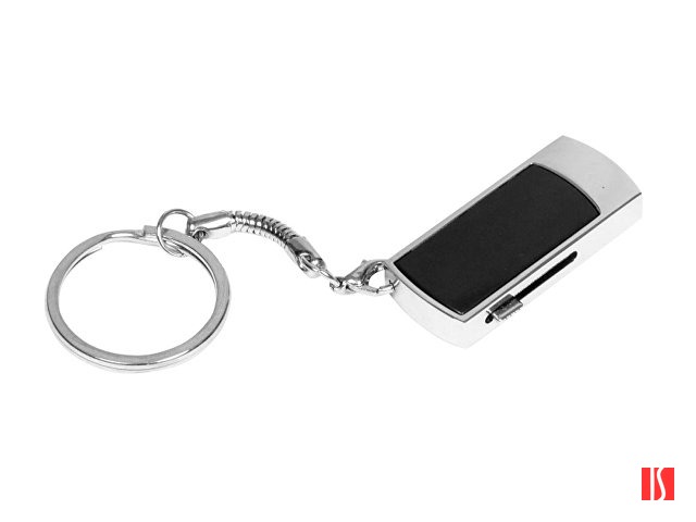 Флешка прямоугольной формы, выдвижной механизм с мини чипом, 64 Гб, черный/серебристый