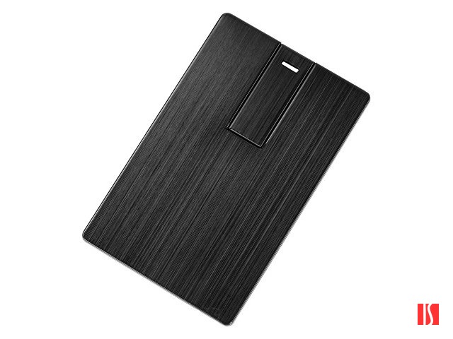 Флеш-карта USB 2.0 16 Gb в виде металлической карты "Card Metal", черный