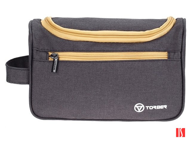 Несессер TORBER, дорожный, чёрный/бежевый, полиэстер 300D, 24 х 16 х 9 см