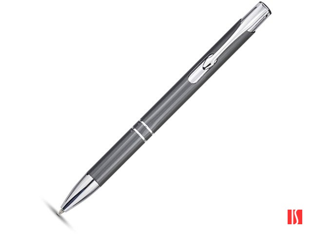 Алюминиевая шариковая кнопочная ручка Moneta, синие чернила, серый