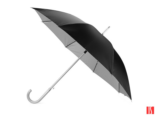 Зонт-трость полуавтомат "Майорка", черный/серебристый
